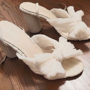 Loeffler Randal Camellia White Pleated Bow Heel